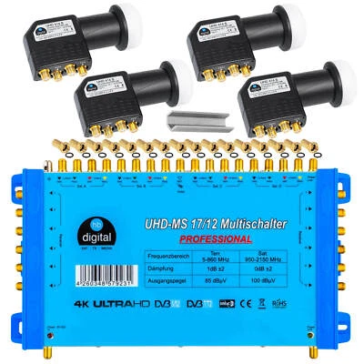 PMSE Multischalter SET 17/12 Switch SAT Verteiler +HB LNB Full HDTV 3D 4 Sat 0,1 - Bild 1 von 4