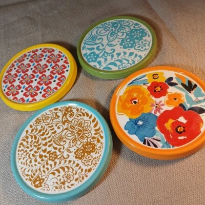 Juego de 4 posavasos de diseño floral de gres mercado de pulgas Pioneer Woman Foto 1 de 4