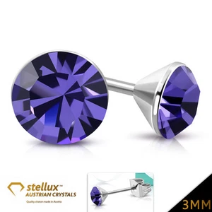 STELLUX™ Austrian Crystal Ohrstecker Ohrringe Purpur Violett  3mm 1Paar EES180 - Bild 1 von 2
