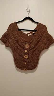 Suéter de punto grueso marrón corto mediano para mujer Sleeping On Snow mezcla de lana Foto 1 de 4