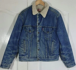 Levi's Vintage Denim Sherpa gefütterte Herren Trucker Jacke USA Größe 42R Large - Bild 1 von 15
