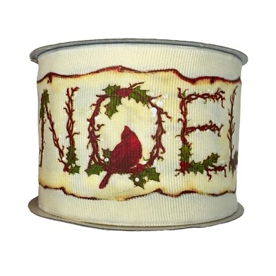 Рождественская лента Noel 6 ярдов кардиналы Holly Tree гирлянда рукоделие праздничный декор - Изображение 1 из 4