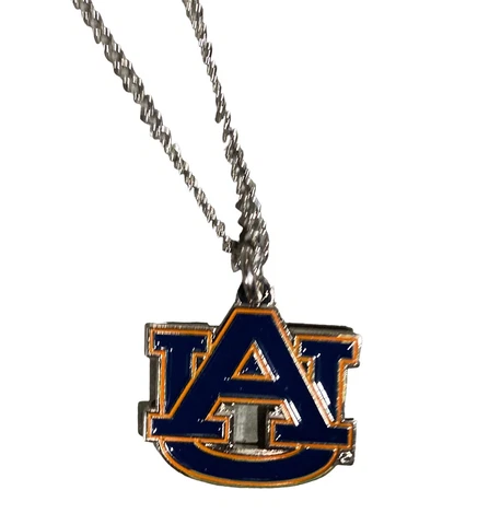 Auburn Tigers NCAA Silver Chain Logo " UA " Necklace Cover