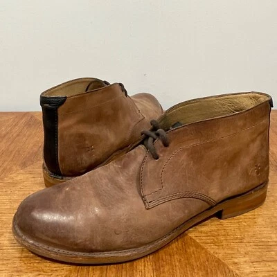 Frye Willard Chukka Boot Hombres 13D Dos Tonos Cuero Marrón Rayas Espalda Zapato con Cordones Foto 1 de 4