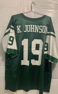 NFL Jets K Johnson New York Jets Men’s Jersey SIZE XXL MADE IN USA Green Vintage - Picture 1 of 12