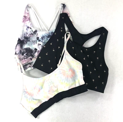 Lot of 3 Sports Bras Pink Old Navy Dip Womens Sz L - XL Yoga Gym Running Support - Image 1 of 4