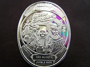 1996 Endymion SHAKESPEARE+VERNE+TWAIN Fine Silver Oval Mardi Gras Doubloon - Picture 1 of 3