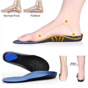 Orthotic Gel High Arch Support Insoles Flat Feet Shoe Insert Pads For Women Men - Picture 1 of 12