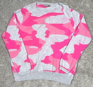 BRODIE Fine Cashmere Sweater Pink Gray Camo Pullover Large **READ: HOLES** - Picture 1 of 10