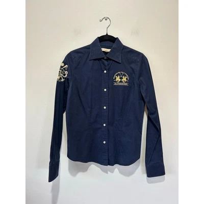 La Martina Camisa Abotonada Mujer S Azul Marino Bordado Polo Argentina  Foto 1 de 4