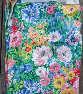 Vintage Vinyl Tablecloth Table Cover Granny Chic Flower Pink Green Blue 58x82 - Picture 1 of 2