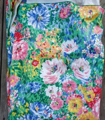 Vintage Vinyl Tablecloth Table Cover Granny Chic Flower Pink Green Blue 58x100 - Image 1 of 2