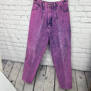 Vintage Wrangler Silver Lake Acid Wash Pink Jeans Western Bareback 13/14 Hi Rise - Picture 1 of 10