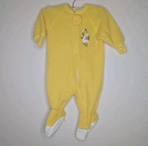 Vintage Winnie The Pooh Sz 1T Walt Disney Yellow One Piece Fleece Footie Pajamas - Picture 1 of 5