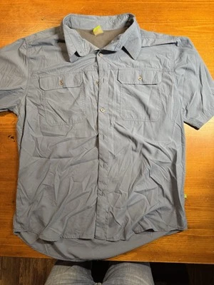 Camisa masculina Alpine Design manga curta com botões azul extragrande - Imagem 1 de 4