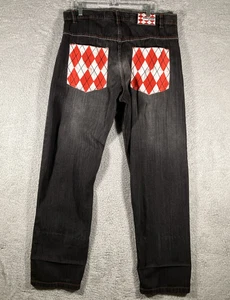 Jeans larghi vintage evoluzione nel design uomo 38x34 Y2K grunge argyle skater punk anni 90 - Foto 1 di 18