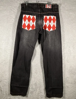 VTG Evolution In Design Baggy Jeans Mens 38x34 Y2K Grunge Argyle Skater Punk 90s - Image 1 of 4