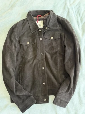 IRON AND RESIN OJAI BLACK GOAT SUEDE TRUCKER LINED JACKET MEN'S SIZE XLARGE - Image 1 of 4