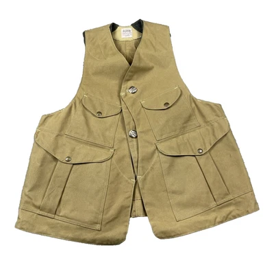 Chaleco de caza Filson CC 31 tela de hojalata tierras altas bronceado grande media luna EE. UU. Foto 1 de 4