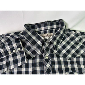 Wrancher Pearl Snap Wrangler Mens 2X Black White Plaid Western Shirt Rockabilly - Picture 1 of 9