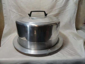 VINTAGE REGAL ALUMINUM CAKE CARRIER 1950s LOCKING LID W/HANDLE MID CENTURY VGUC - Picture 1 of 12