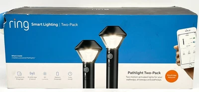Pathlight de iluminación inteligente alimentado por batería Ring 80 lúmenes - negro: paquete de dos Foto 1 de 4