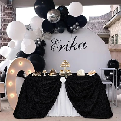 Fanqisi Black Table Cloths Satin Table Cover 50x80 Inches for Baby Shower Wed... - Image 1 of 4