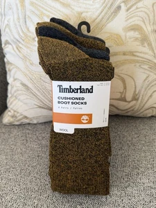 Timberland Men’s Cushioned Boot Socks 4pairs Wool Gray & Yellow - Picture 1 of 8