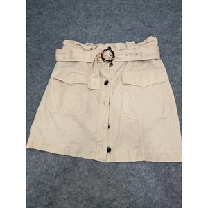 Banana Republic 12 Tan Button-Front A-line Mini Skirt pockets with belt - Picture 1 of 6