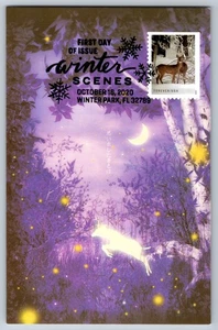 #5532 Winter Scenes Two Deer FDC Maxi Card w/Pictorial Cancel - Picture 1 of 2