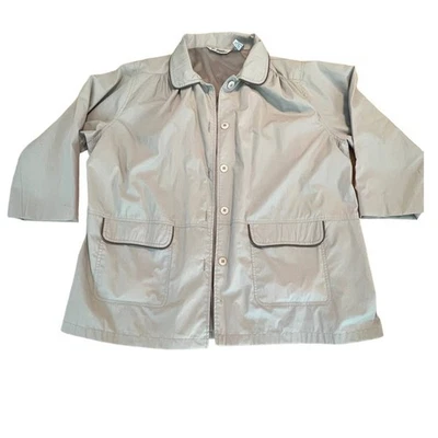 Haband Utility Jacket Coat Beige Tan 3/4 Sleeve 2 Pockets Cotton Blend Size 2XR - Image 1 of 4