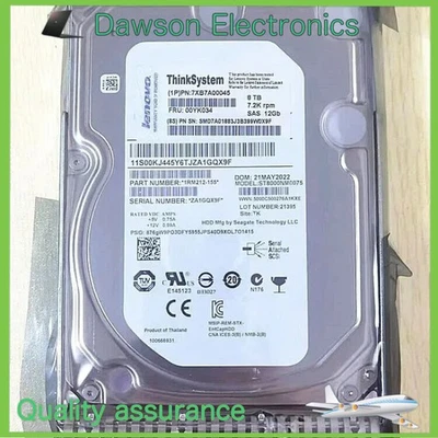 NEW Lenovo/IBM 00YK034 7XB7A00045 3.5 in 8TB 7.2K SAS 12G SR550 SR650 Hard Drive - Image 1 of 4