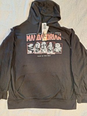 Moletom com capuz Star Wars The Mandalorian preto masculino novo com etiquetas tamanho grande - Imagem 1 de 4