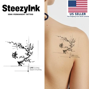 SteezyInk Temporäres Tattoo Japanischer Baum hält bis zu 2 Wochen 6,5 x 6,5 Zoll - Bild 1 von 6