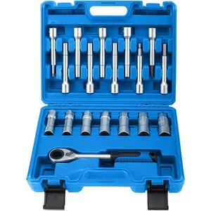 18-tlg FEDERUNG STOSSDÄMPFER FEDERBEINMUTTER STECKSCHLÜSSELSATZ FÜR DIE MEISTEN FAHRZEUGE UNIVERSAL - Bild 1 von 9