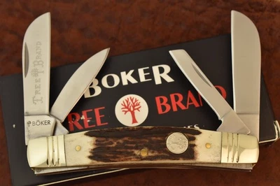 BOKER TREE BRAND PREMIUM 4 BLADED CONGRESS KNIFE NICE GENUINE STAG (25655) - Image 1 of 4