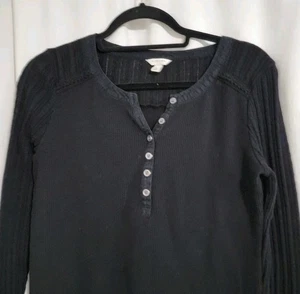 Sonoma Talla M Henley Negro Bruja Gótica Bella Cisne Boho Caprichoso Tejido Único - Imagen 1 de 8
