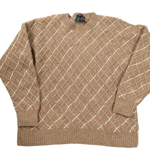 Colours by Alexander Julian Sweater Men Large Brown Hand Knit Wool Cotton s80 - Picture 1 of 9