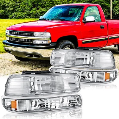 Conjunto de faros para Chevy Silverado 2000-2006 Suburban/Tahoe 1999-2002 Foto 1 de 2