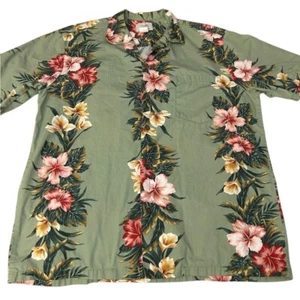 Camisa De Colección Años 90 HO ALOHA Hawaiana Abotonada Tropical Floral Verde Rosa Amarillo Hombres L - Imagen 1 de 7