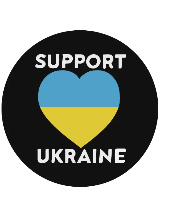 SUPPORT UKRAINE FLAG HEART Button, Original Artwork Brooch Pinback Button - Image 1 of 1