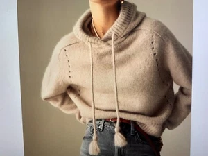 Relaxed Per Una @ Marks & Spencer Textured Hoodie Jumper with Alpaca M NEW - Picture 1 of 9