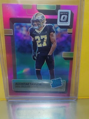 2022 Panini Donruss Optic Alontae Taylor PINK Prizm Rated Rookie Saints #300 - Image 1 of 2