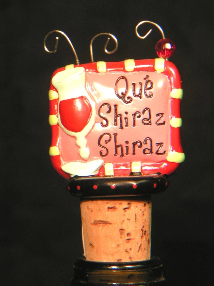 Tapón de botella de vino "Que Shiraz Shiraz" en tapón de corcho, nuevo Foto 1 de 1