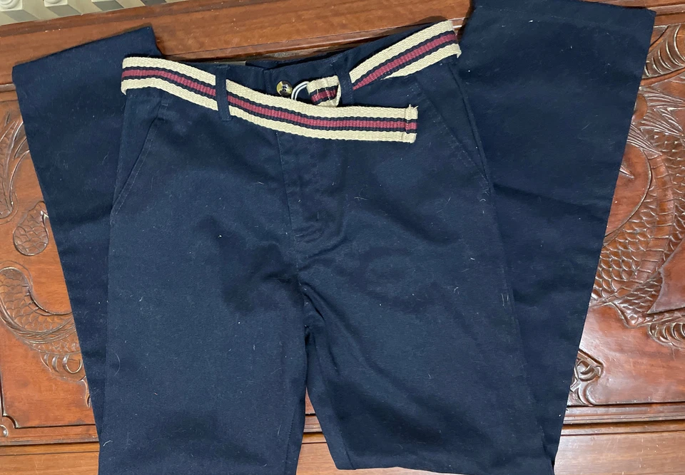 Pantalones de uniforme escolar Eddie Bauer para niño azul marino frente plano talla 12 Foto 1 de 3