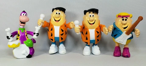 Vintage THE FLINTSTONES Lot Of 4 Rock Band Figures | 1991 | Dino, Fred, Barney Cover