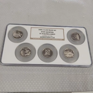 2008-S Clad Proof Set State Quarters 5 Pc NGC PF70 Ultra Cameo - Picture 1 of 2