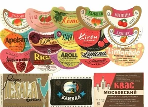 18 Authentic Soviet Soft Drinks Lemonade Bottle Labels Soviet Latvia Lithuania - Picture 1 of 1