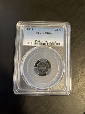 1859 3CS Three Cent Silver PROOF PCGS PR64 - Mintage Only 800 Cover