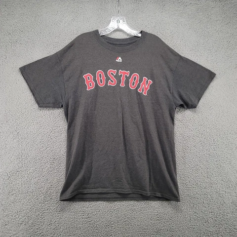Boston Red Sox  shirt Men's Large Pedroia #15 T-Shirt Red/Gray Majestic Cover